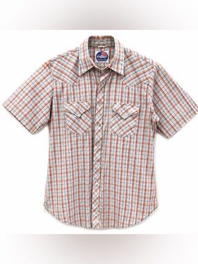 Vintage Miller Western Pearl Snap Shirt Plaid Short Sleeve Cowboy USA Mens M